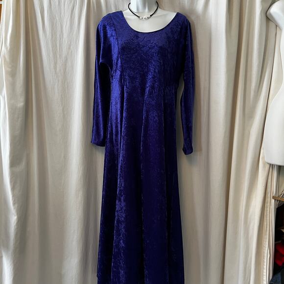 Vintage 90s All That Jazz crushed velvet purple maxi dress witchy whimsy goth - Picture 3 of 13